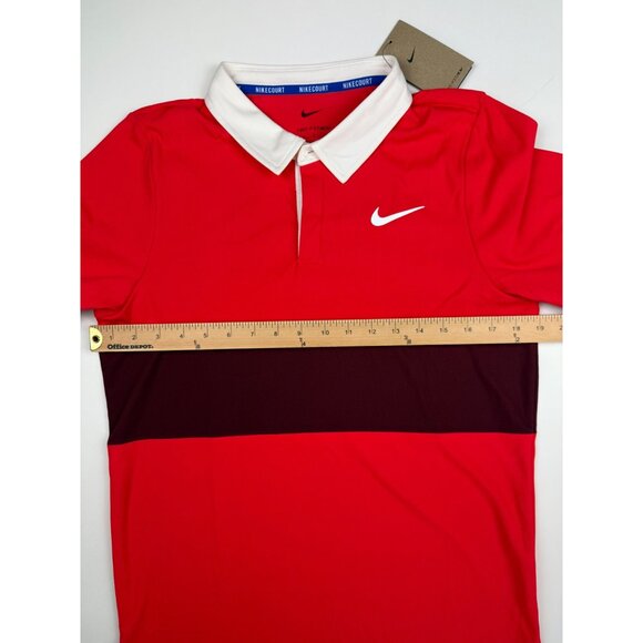 Size Small - Nike Court Advantage Slam Light Crimson Long Sleeve Polo - Picture 2 of 5
